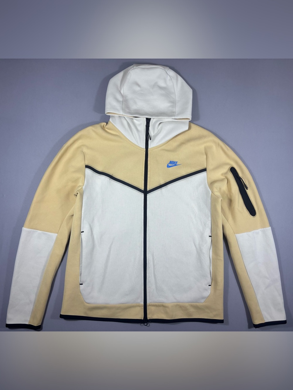 Nike Tech Fleece Full Zip Hoodie Men M Sesame Orewood Blue DV0537-252